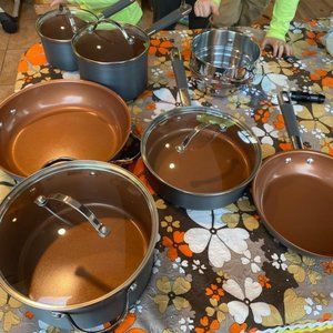 Hard Anodized Ceramic Nonstick Cookware Pots and Pans Set, 11 Piece